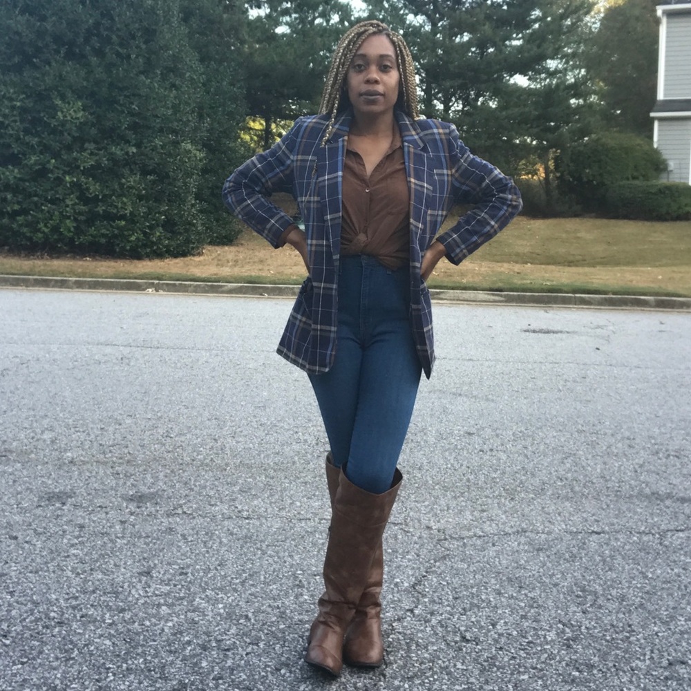 Vintage Plaid Blue Blazer
